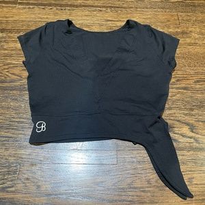 Bombshell Sportswear Black Side Tie Crop Top Size Small